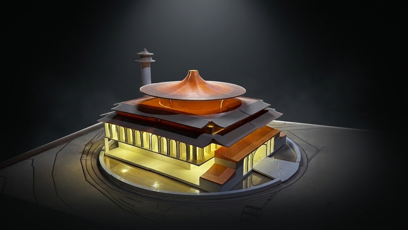 Illuminated civic landmark architectural model