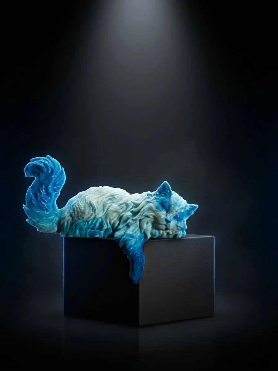 Painted sleeping cat collectible from HAS+A Design Lab